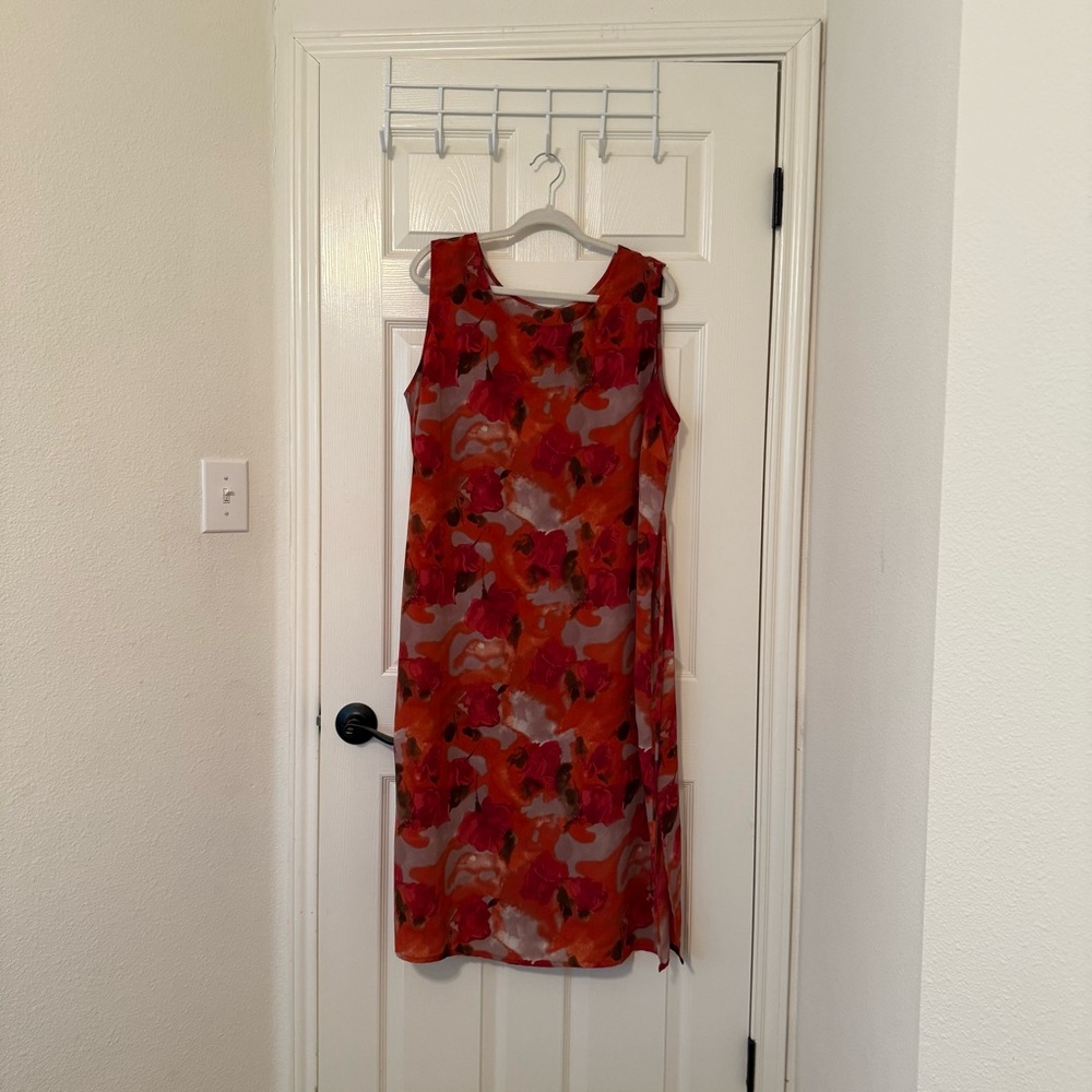 Floral Sleeveless midi dress fall autumn tie back vintage roses romantic